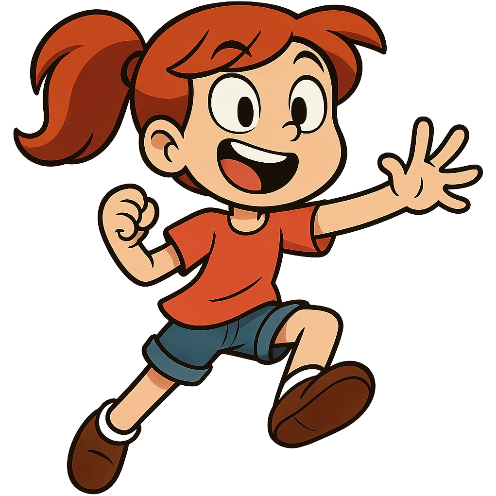 cartoon-style girl in a dynamic and expressive pose emoji