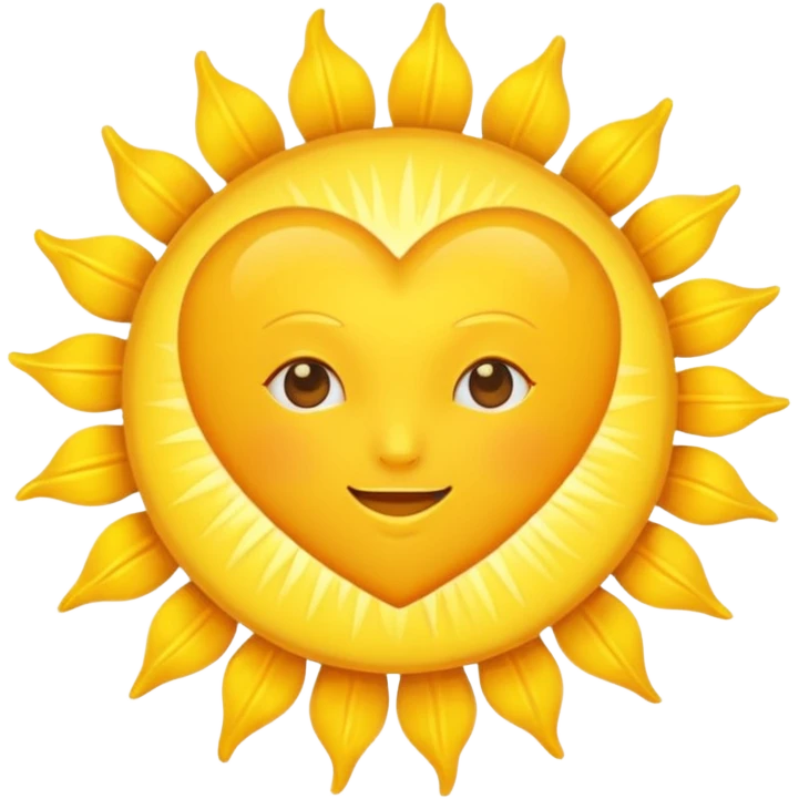 yellow heart with a sun motif emoji