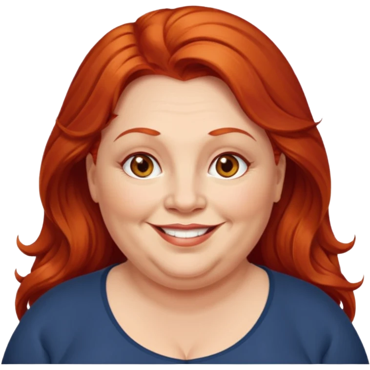 obese; older 50's ; long red hair ; women hazel eyes emoji