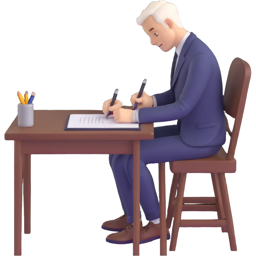 white man writing at a table emoji