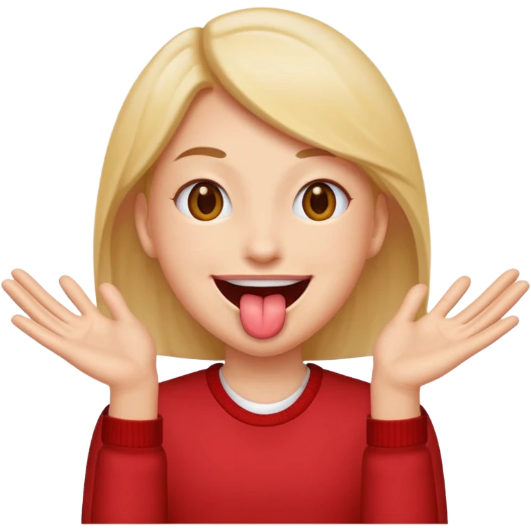 tounge out smiley with hands on both sides emoji