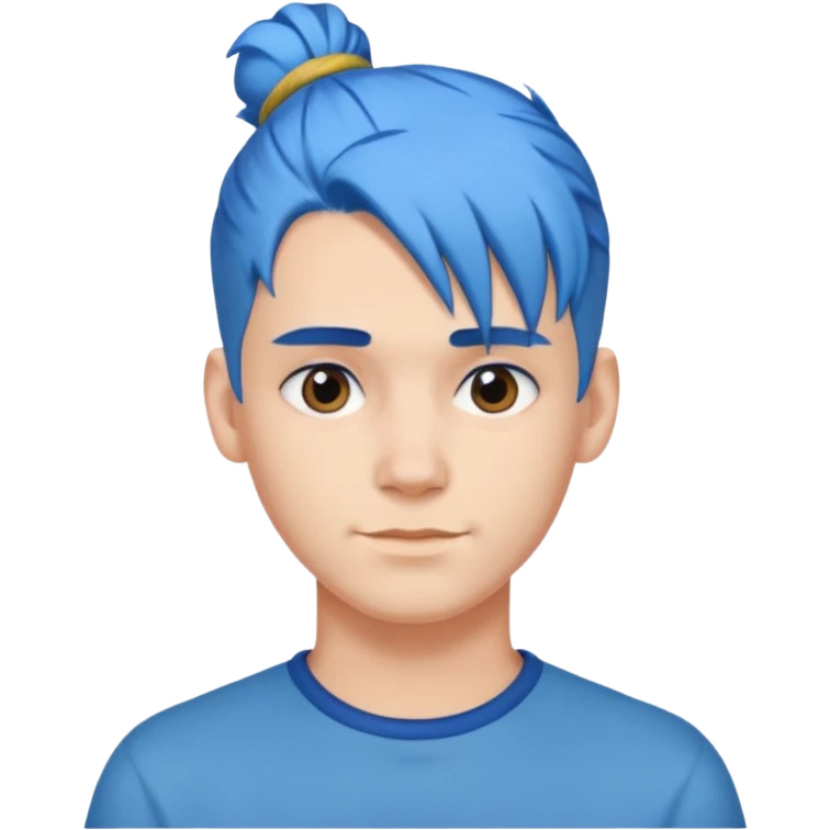 a man with blue one bun hair emoji
