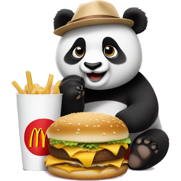 Panda bear eating McDonald’s  emoji
