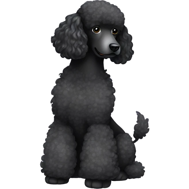 black poodle with gray and white spots on its coat emoji