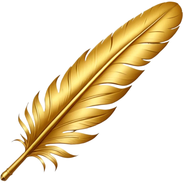 3D perspective academic premium golden ink feather emoji