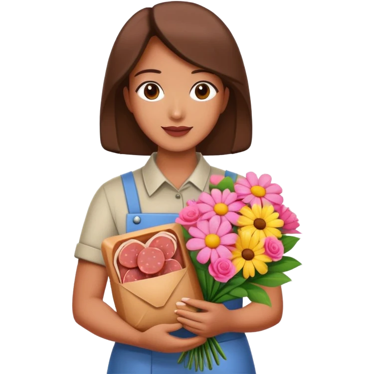 artist holding spam meat pretty flower bouquet  emoji