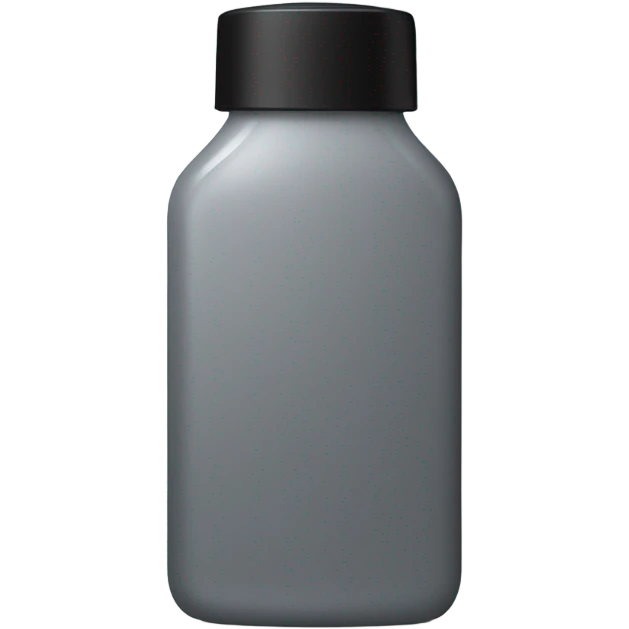 body wash in tall  grey slight  hourglass bottle with black flip lid  emoji
