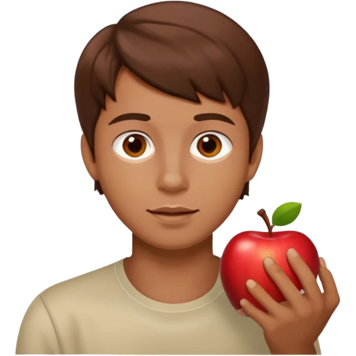 I want you to create an emoji of a SPANISH sergeant,  He should be a young guy with brown hair, brown eyes, his skin color like he’s tan and he’s eating an apple  emoji