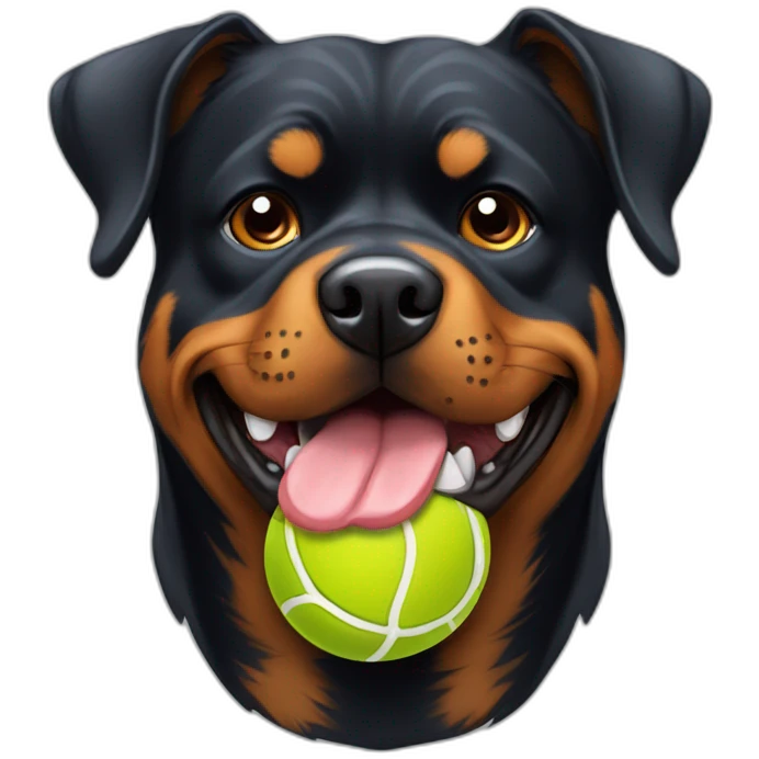 rottweiller with two tenis ball in mouth emoji
