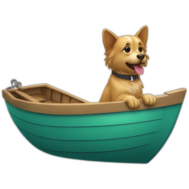 Chat sur un chien sur un bateau emoji