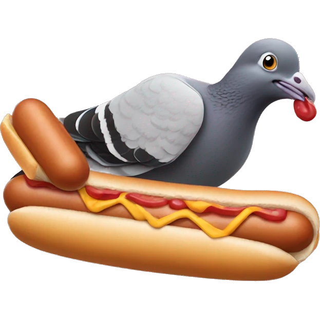 a pigeon eating a hot dog  emoji