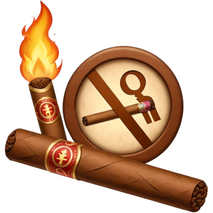 cigar with a prohibition symbol in ios style horizontaly emoji