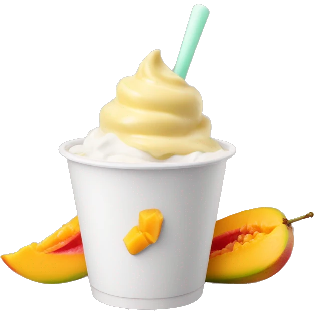 Mango frozen yogurt in short white cup emoji