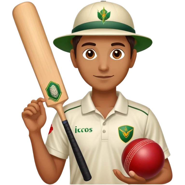 A Cricket Coach Holding Bat And A Ball And Also Written Cricket Coach . The Coach Skin Will Be Shining and Glowing Clear  emoji