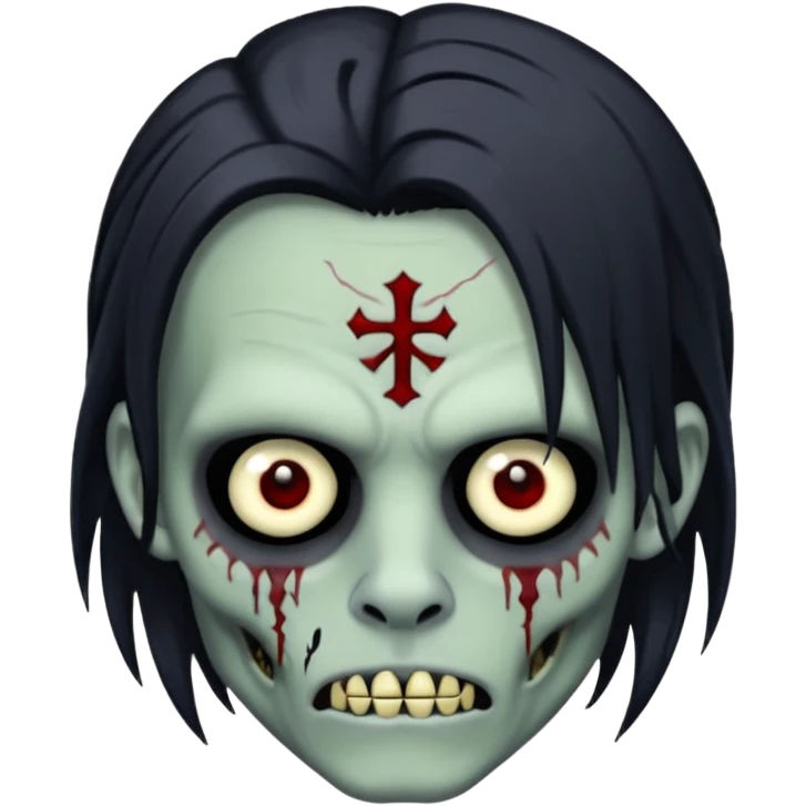 zombie boy with black symmetrical wolfcut medium long hair and piercings emoji