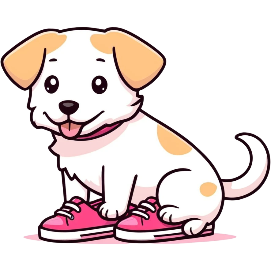 Cute pink shoes being eaten by dog emoji