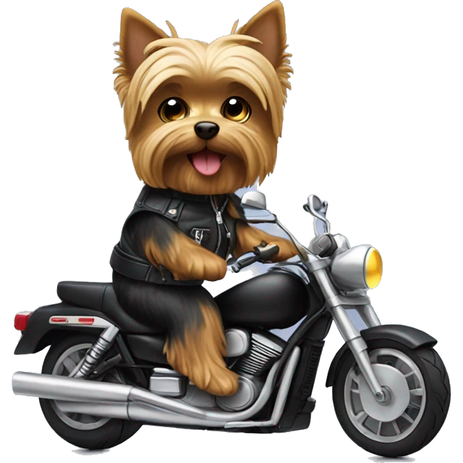 Yorkie riding a motorcycle emoji