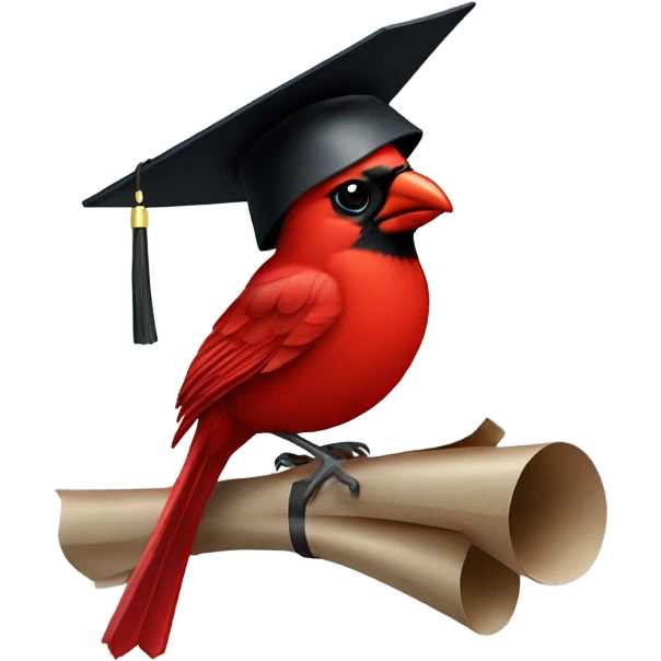 Cardinal wearing a graduation cap emoji