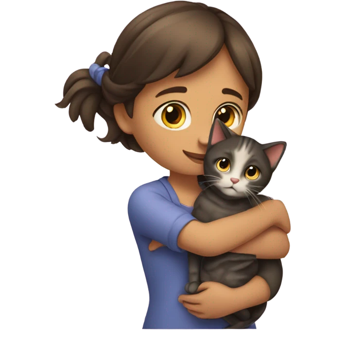 Girl letting a cat emoji