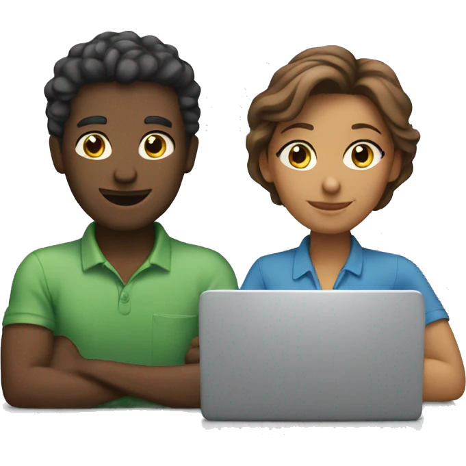 two people working on laptops together emoji