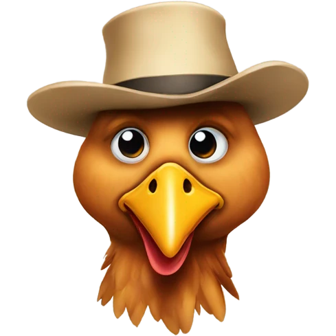A chicken with a hat ￼￼ emoji