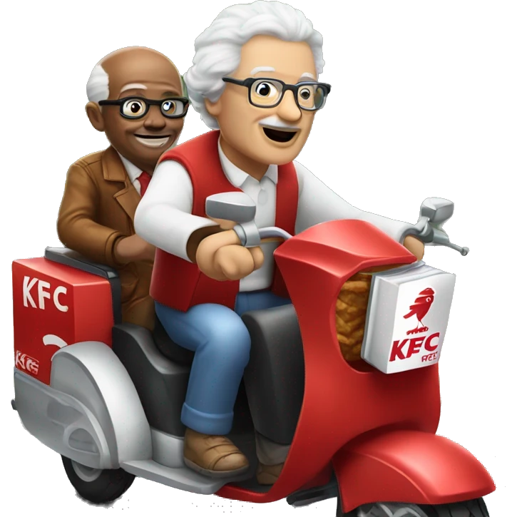 KFC grandpa drives a passenger three-wheeled motorcycle emoji