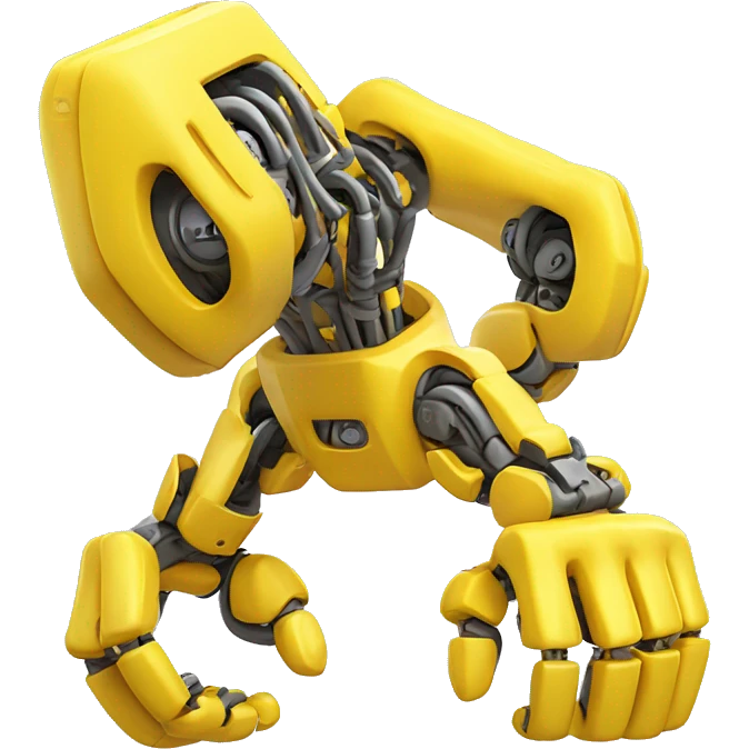 Flexing yellow robotic bicep with shocks and circuits that’s attached to the forearm emoji