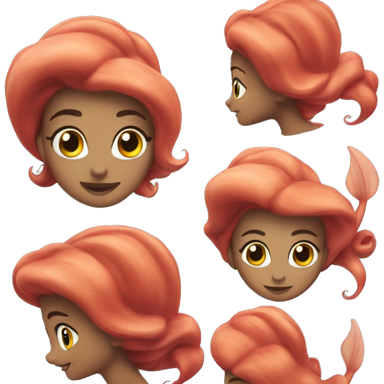 Ariel the mermaid swimming. Her tail emoji