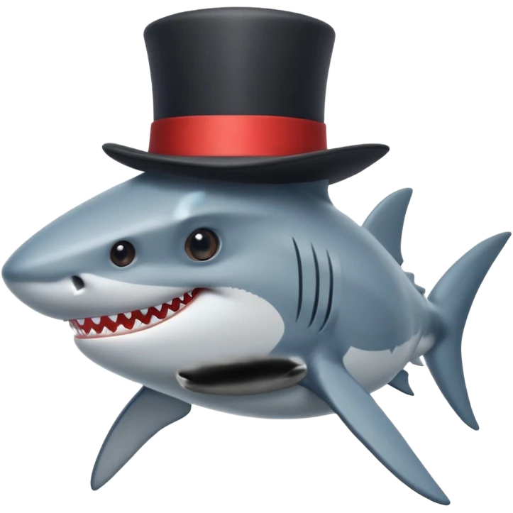 Shark with a top hat emoji