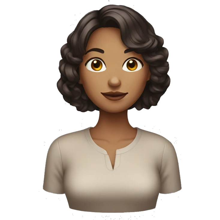 a young woman with darck brown wavy hair with a bob cut  emoji