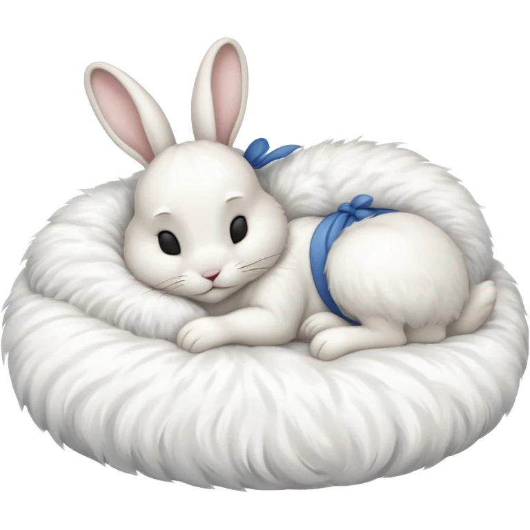 cartoon white rabbit asleep in bed emoji