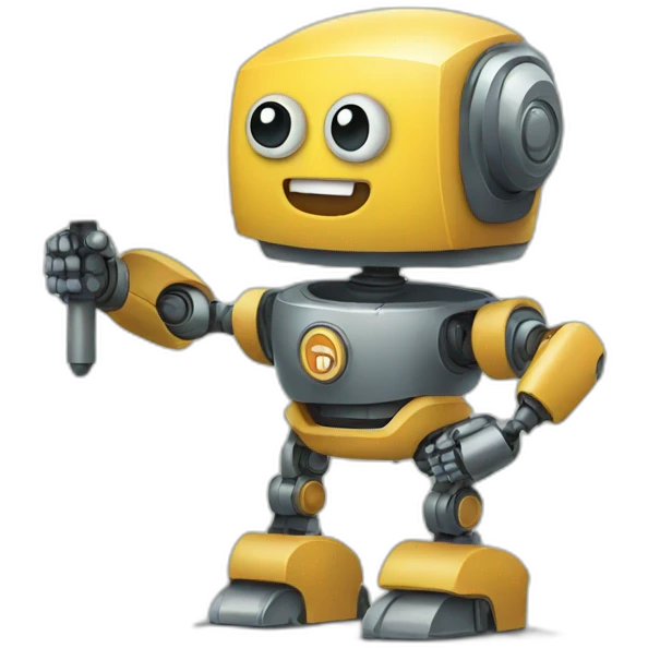 A robot holding a sign emoji
