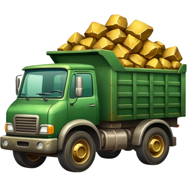 green truck with gold ore emoji