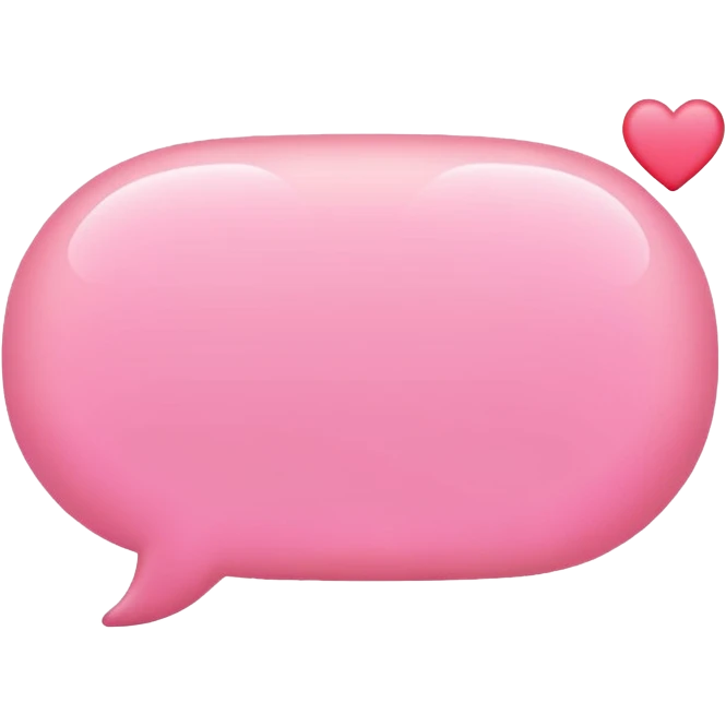 A rounded pink speech bubble, filled evenly with tiny heart emojis, soft glow, emoji
