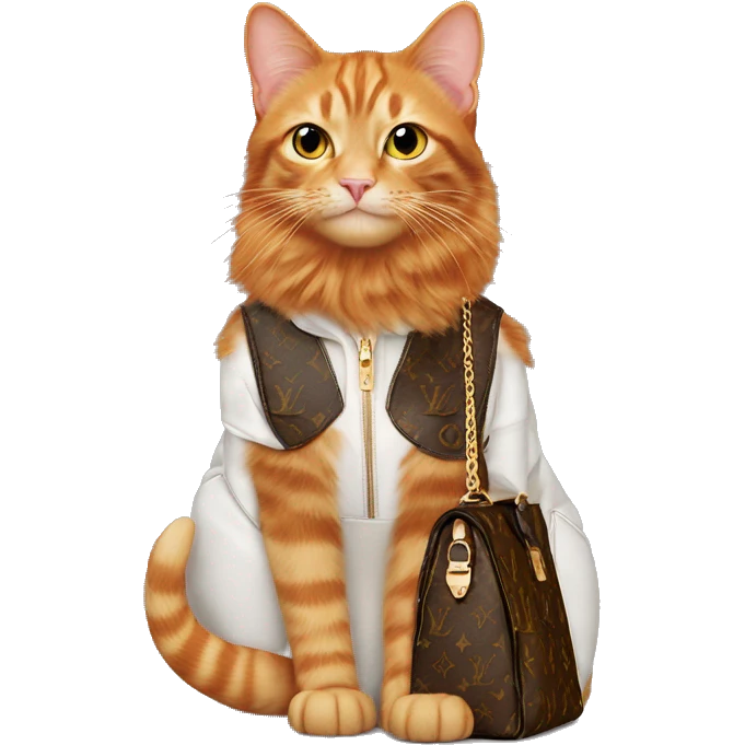 Ginger cat solo wearing Louise Vuitton bag emoji