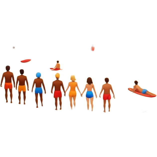 abstract art sun burned people on the beach landscape  emoji