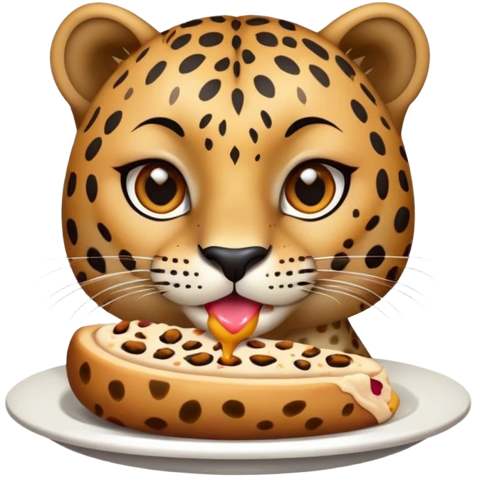 Leopard with makeup eating food  emoji