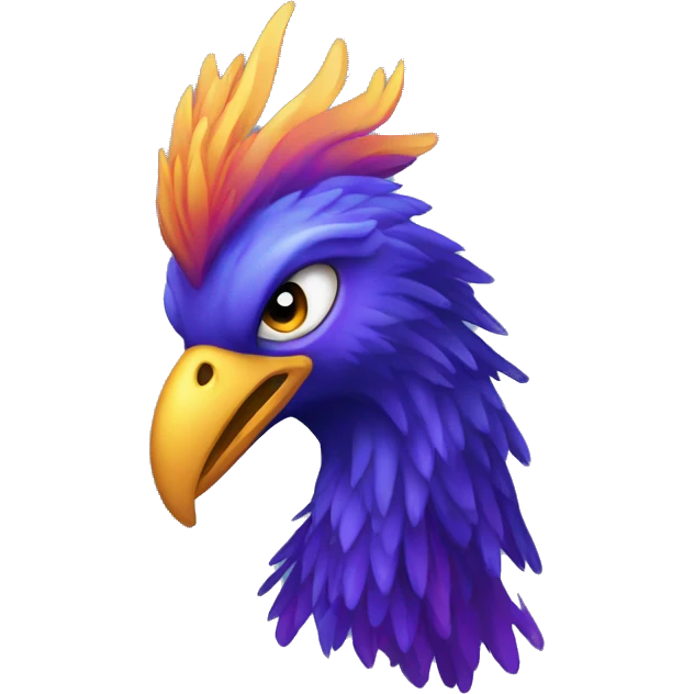 Blue Purple Phoenix Fire Head Big Eyeys emoji