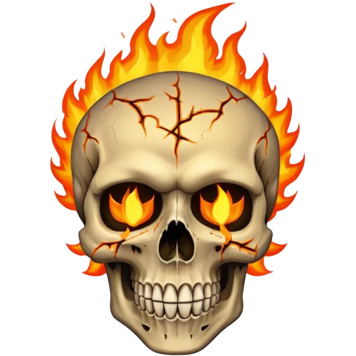 Make a rockstar like fill a skull with fire on it emoji