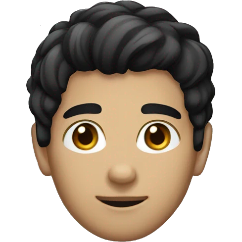 Boy with black hair and ski slope hair style emoji
