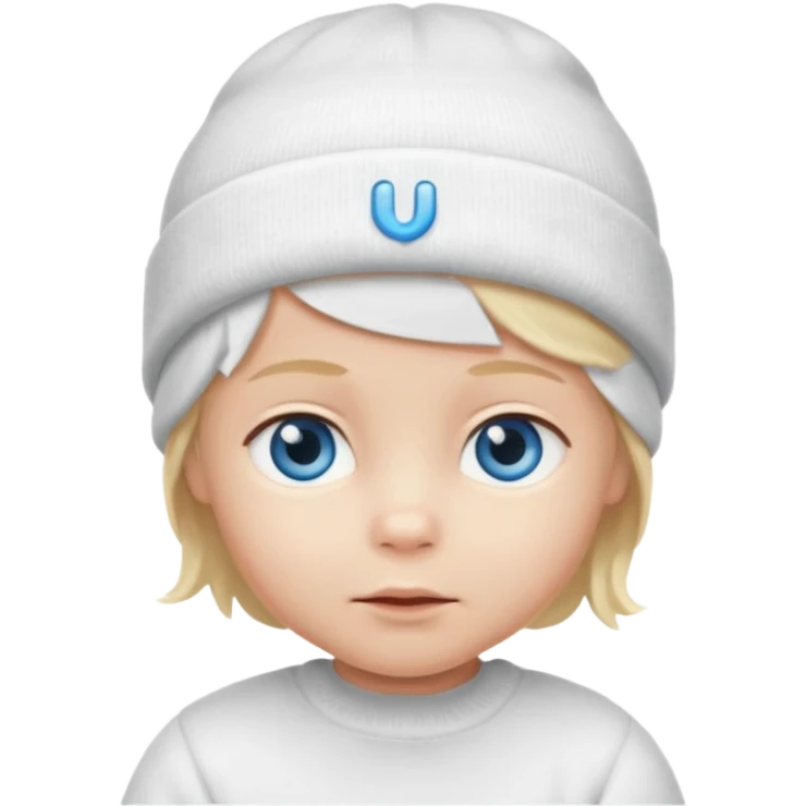 blond blue eye newborn with beanie emoji