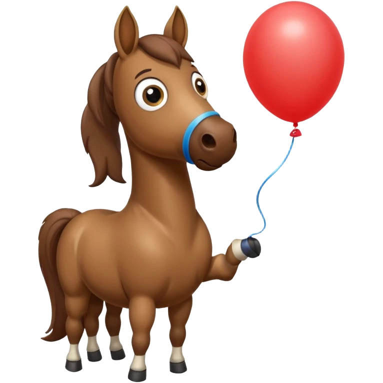 A horse inhaling a balloon emoji