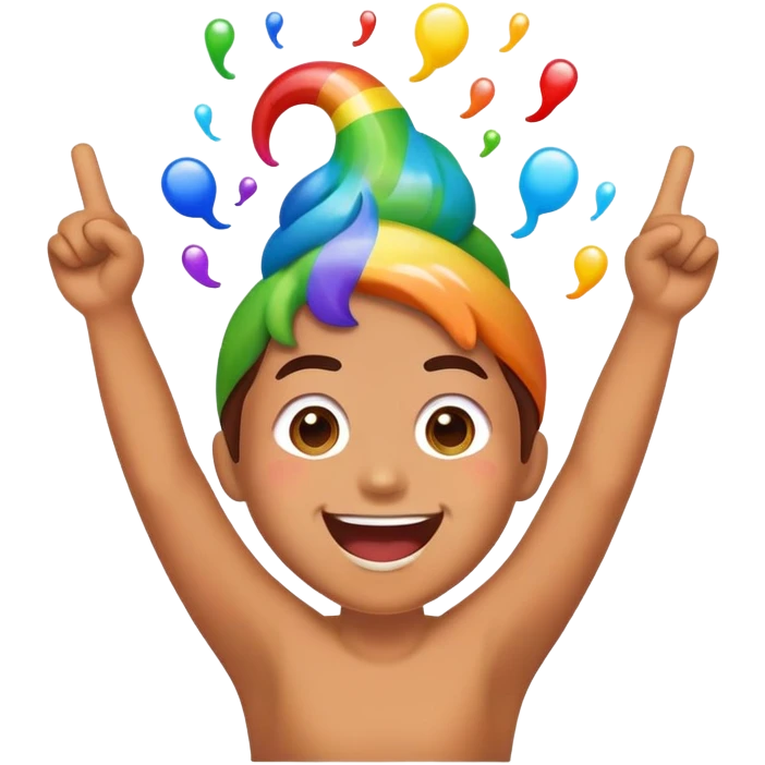 happy cheering Rainbow poop emoji