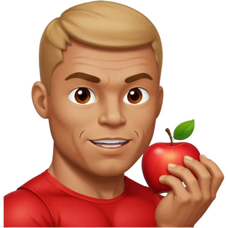 a muscle man eating apple emoji