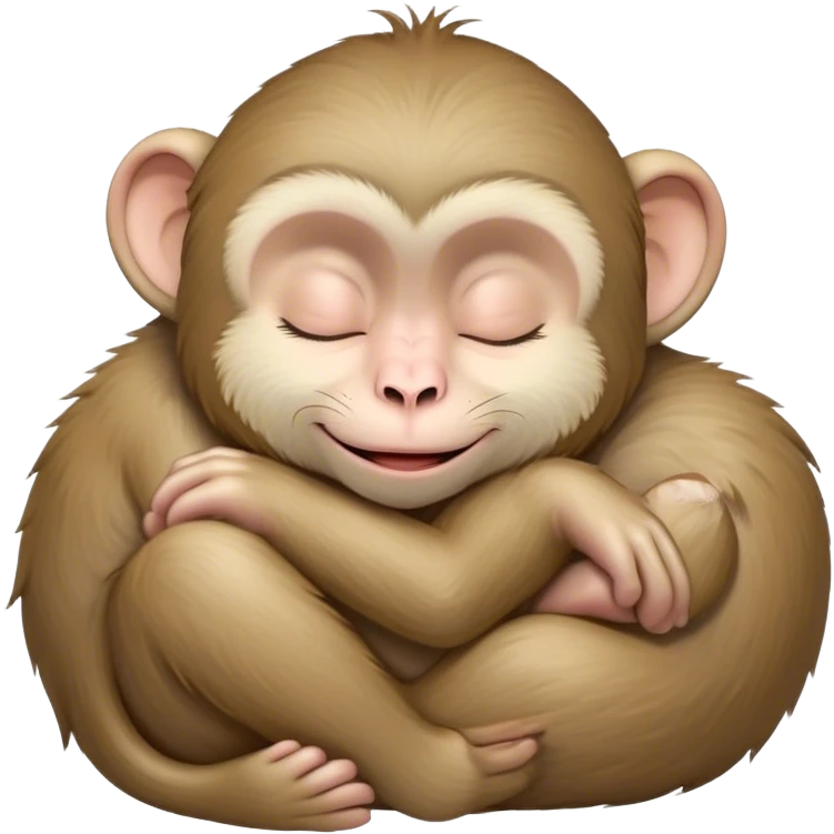 Meme-Worthy cute Sleeping Macaque Portrait Emoji, Head resting peacefully with a contented smile, showcasing soft, downy fur and eyes gently closed in serene slumber, Simplified yet comically adorable features, highly detailed, glowing with a soft, drowsy glow, high shine, relaxed and utterly lovable, stylized with an air of playful laziness, bright and heartwarming, soft glowing outline, capturing the essence of a sleeping macaque that feels destined to become the next viral icon of adorable rest! emoji