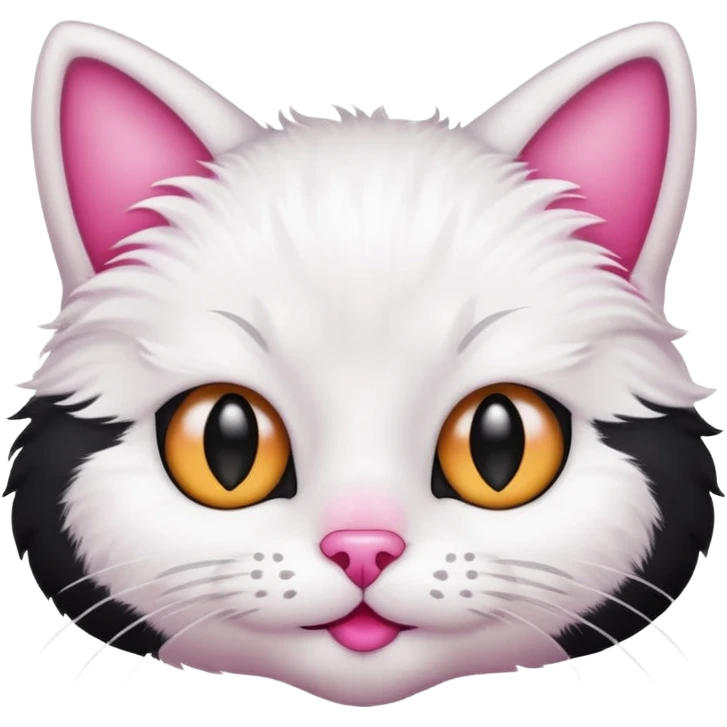 Emoji of White anche black cat face emoji