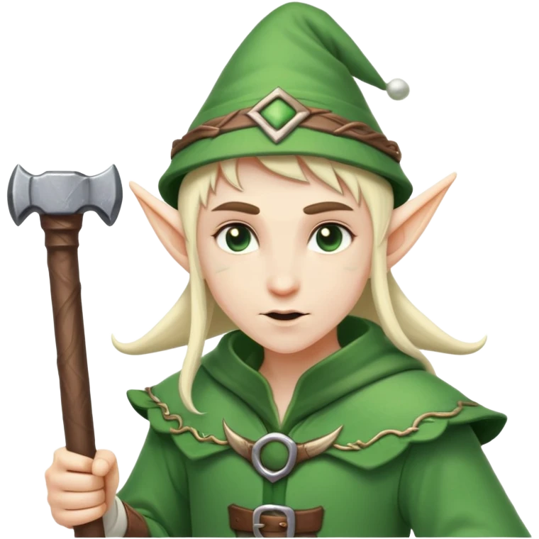 Elf mage with coool hat and hammer emoji