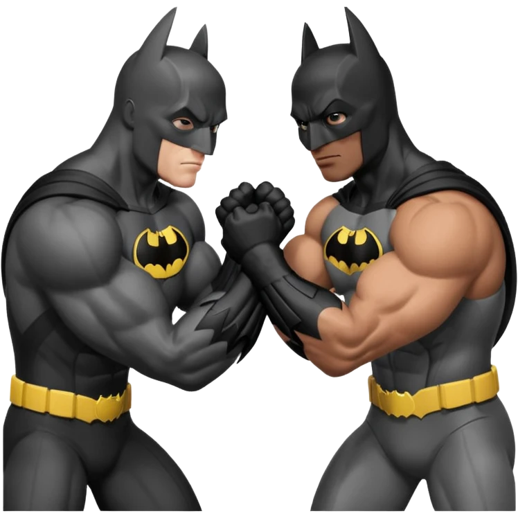 Black man Flash and Batman arm wrestling emoji
