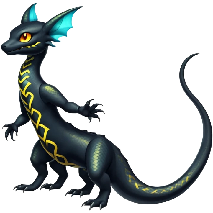 Shiny Dark Evil Exotic Colorful Salandit-Umbreon-Fakémon-hybrid-creature (full body)  emoji