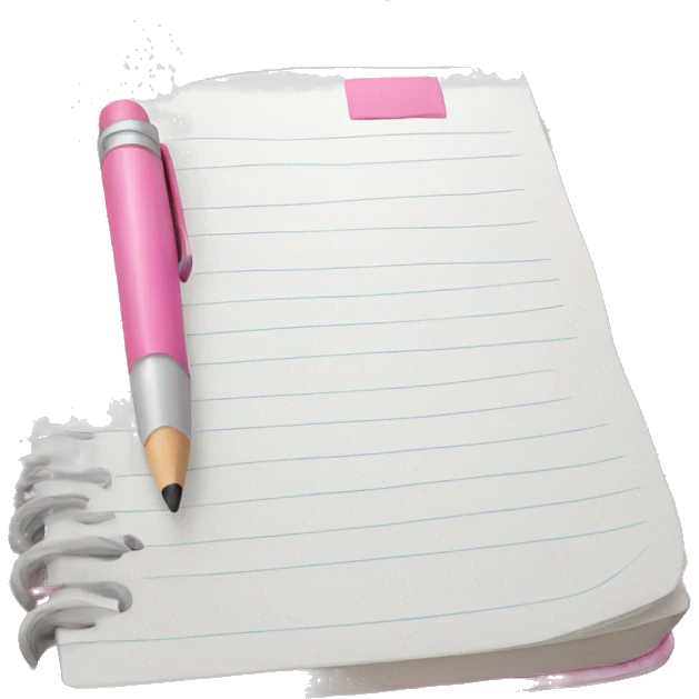 White notebook with pink tabs emoji